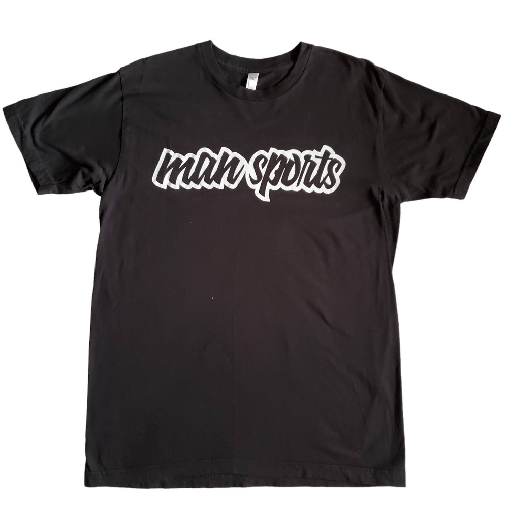 AMERICAN Apparel " Man Sports " Black T-Shirt Size Large